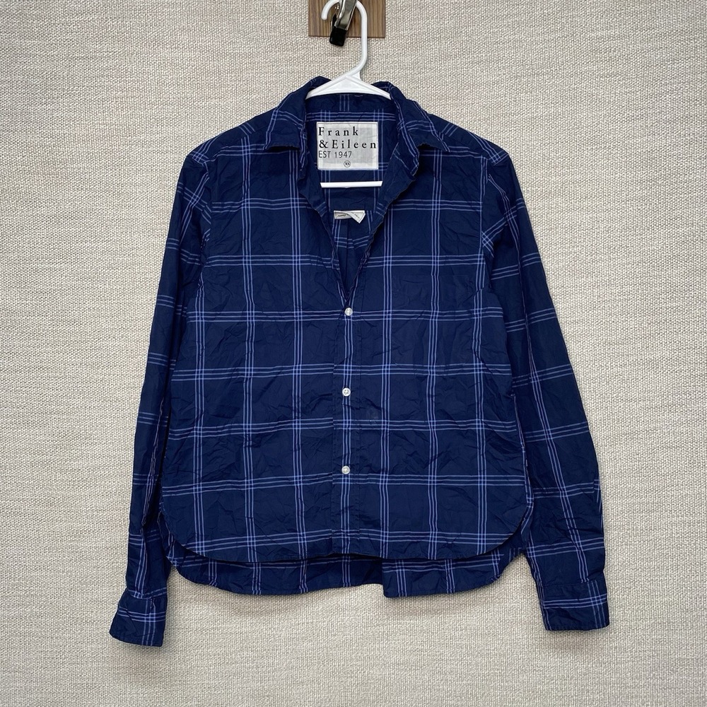 Frank Eileen Silvio Shirt XS Blue Plaid Relaxed Rustic Cabin Coastal Preppy